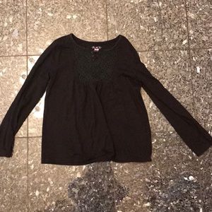 plain black long sleeve with laced neck
